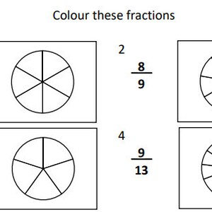 10 Fraction Pie Math Worksheets - Colouring in fractions - USA and UK versions - Color /. Colour