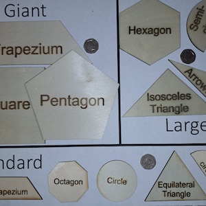 15 2D Holzformen - Matheformen - hilft beim Lernen zu Hause, Hausaufgaben, Schule, Montessori