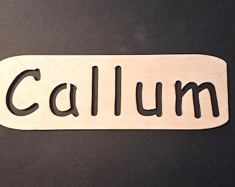 Wooden Personalised Name Stencil - 29cm by 9.5cm options on thickness - great for tracing onto paper using a pen, pencil or felt tip