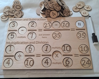 Wooden Fraction Help Board for Addition Subtraction Multiplication and Division