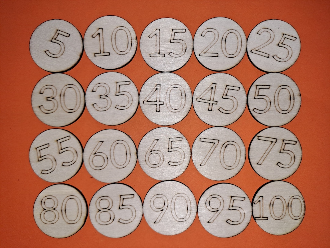 Counting up in 5 and 10 to 100 - 3cm Diameter Wooden Tiles Number ...