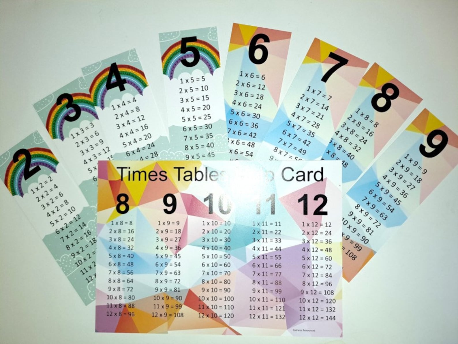 2 to 12 Times Table Double Sided Printed Bookmarks and A5 Info Cards ...