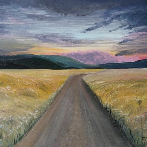 Sunset on an open road - original painting