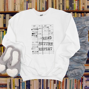 Lisez Retour Répétez les pulls molletonnés rat de bibliothèque, cadeau pour bibliothécaire, t-shirts unisexes amateurs de livres, carte de paiement de bibliothèque rétro