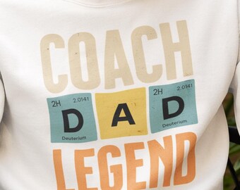 Sudadera con leyenda de papá entrenador de hockey, estilo retro de la tabla periódica