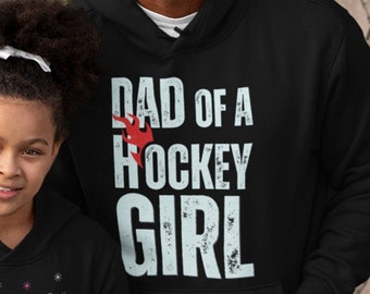 Hockey Dad Hoodie, Retro Flame Design, Girl Dad Pullover