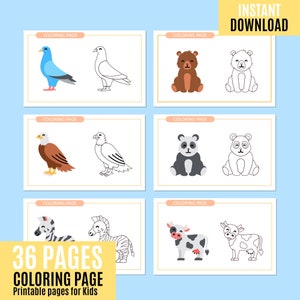 Animal Coloring Pages for Kids: 36 Fun Activity Sheets (PDF)