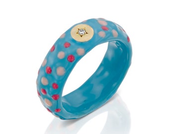 The Sweets of Bonbonia: Fairy Fudge 18K Gold Ring Band With Enamel And Diamond