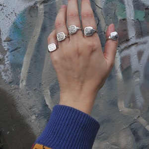 What Now Ironic Silver Signet Ring with Texts in Different Languages, French, Italian, Hebrew, Russian, English image 9