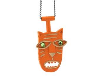 Funny Tiger Orange Pendant on a Chain