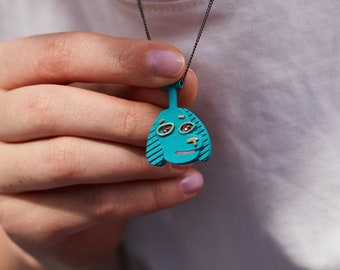 Funny Blue Dog Pendant on a Chain