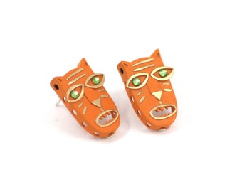Tiger Orange Stud Earrings