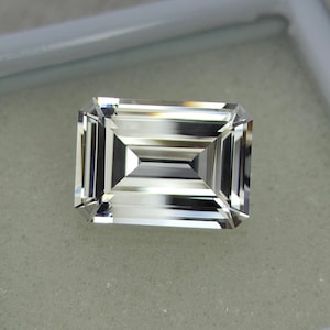 Precision Cut, 8.45 Ct Lab White Sapphire, 10x14 MM Emerald Cut White Sapphire, Clear Sapphire, Loose White Sapphire, Sapphire Gemstone