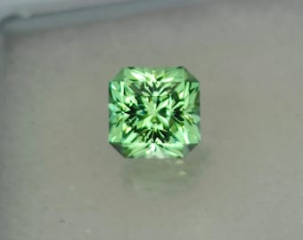 Precision Cut, 4.15 Ct Lab Grown Mint Green Sapphire: 8mm Asscher Cut Gemstone