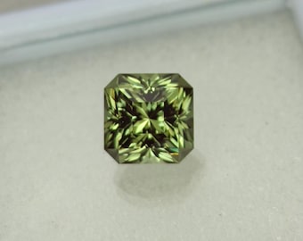 Precision Cut, 3.80 Ct Lab Green Spinel, 8 MM Asscher Cut Green Spinel, Custom Cut Green Spinel,  Loose Gemstone, Precious Gems