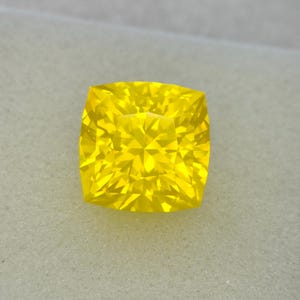 Precision Cut, 13.75 Ct Lab Yellow Yttrium Aluminum Garnet YAG, 12 MM Cushion Cut Yttrium Aluminum Garnet, High End, Custom Cut Gemstone