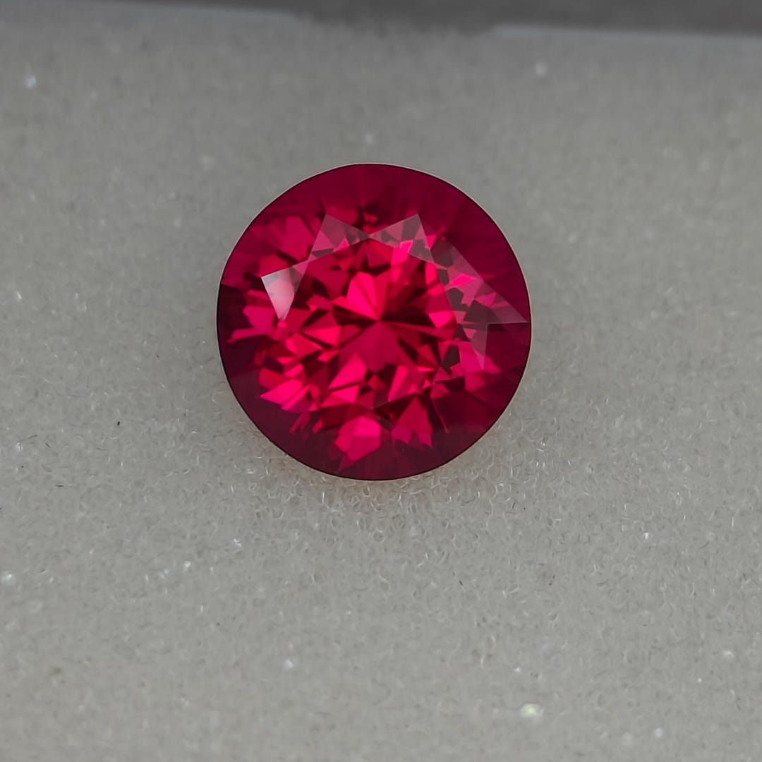 Precision Cut, 11mm Lab Grown Ruby: 6.90 Ct Round Cut Solitaire ...