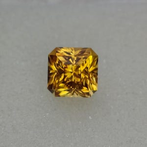 Precision Cut - 4.10 Lab Golden Sapphire, 8 MM Asscher Cut Golden Sapphire, Sapphire, Gemstone, Radiant Square Sapphire, Custom Cut Sapphire