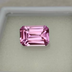 Precision Cut, 7.25 Ct Lab Pink Sapphire, Custom Cut Pink Sapphire, Emerald Cut Pink Sapphire, Gemstone, Loose Pink Sapphire, Custom Cut Gem