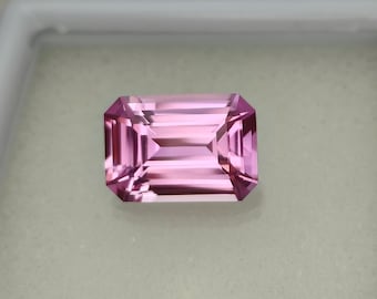 Precision Cut, 7.25 Ct Lab-Grown Pink Sapphire: Emerald Cut Loose Gemstone