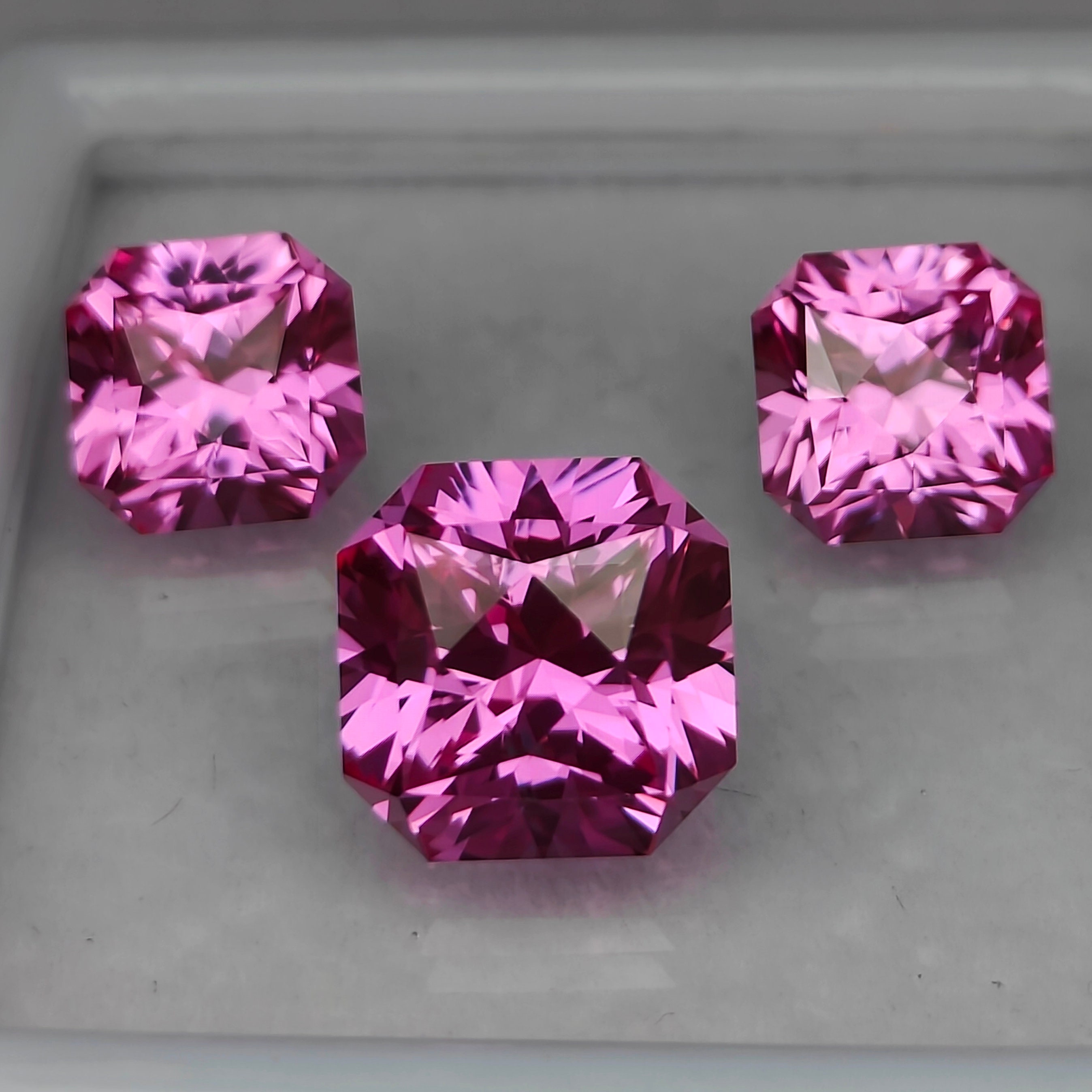 Lab Pink Sapphire Set: 14.80 Ct Asscher Cut Gemstones - Etsy