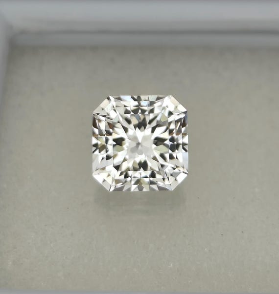 Precision Cut, 4.90 Ct Lab White Sapphire: AAA Asscher Cut Ceylon Gemstone