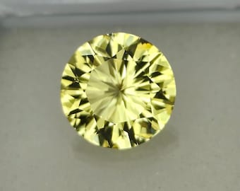 Precision Cut, 6.20 Ct Natural Lemon Quartz, , 13 MM Round cut Lemon Quartz,  Excellent Cut Green Gold Quartz, Custom Cut Lemon Quartz, Gems