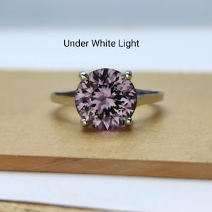 Precision Cut Lab Alexandrite Ring, 10 MM Diamond Cut Alexandrite, Color Change Alexandrite, Diamond Cut Gemstone Ring, Engagement Ring