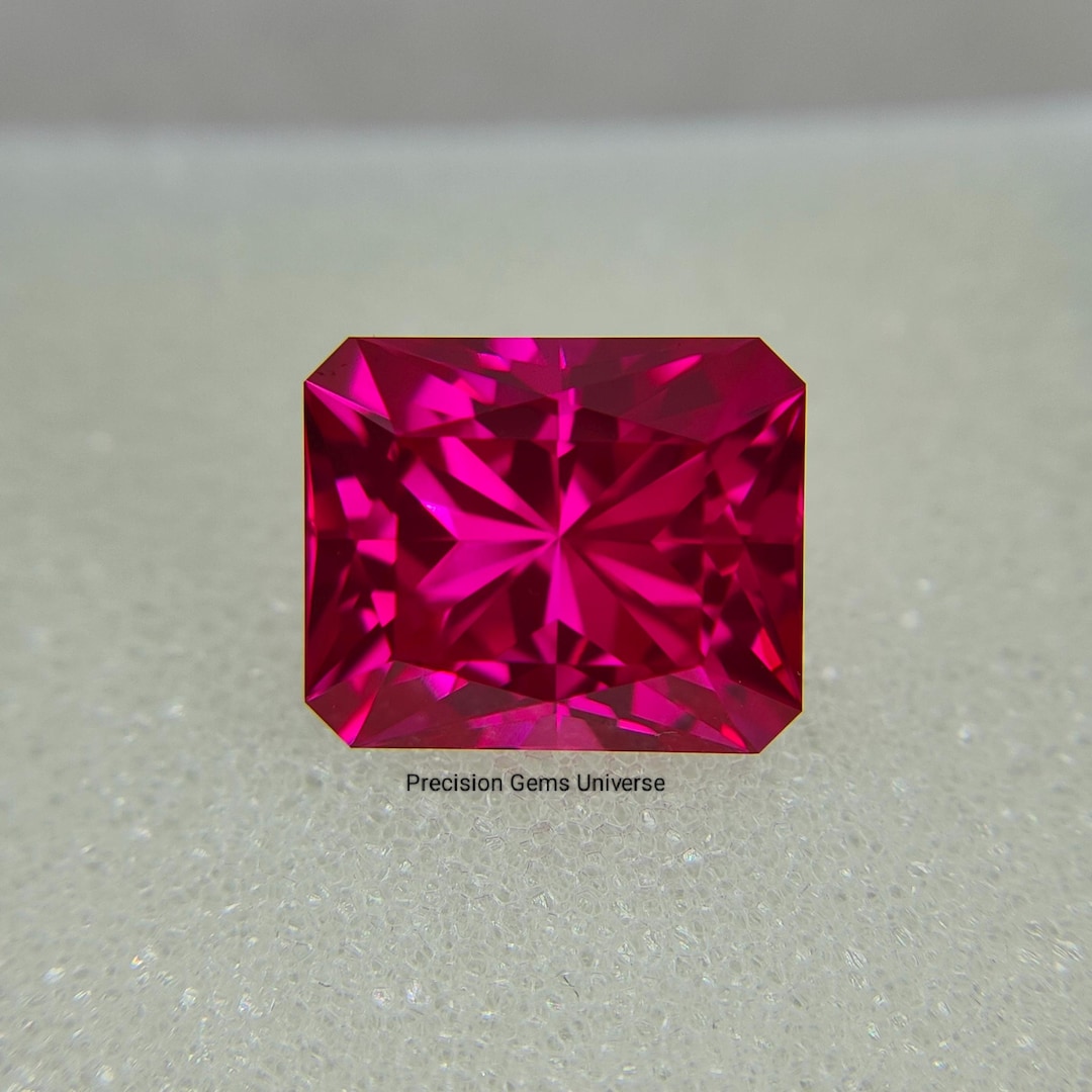 Precision Cut, 9.15 Ct Lab Ruby, 10x12 MM Radiant Cut Ruby, Loose ...