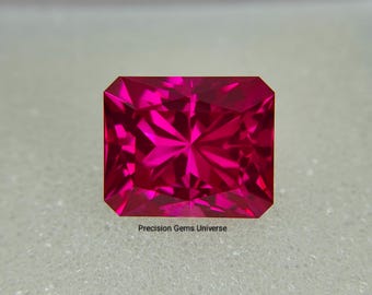 Precision Cut, 9.15 Ct Lab Ruby, 10x12 MM Radiant Cut Ruby, Loose Gemstone, Custom Cut Ruby