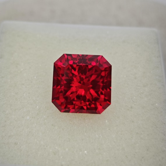 11.50 Ct Lab Grown Ruby – 12 MM Asscher Cut Solitaire Gemstone