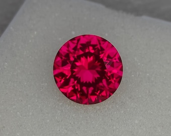 Precision Cut 7.70 ct Lab Grown Ruby – 12 MM Round Solitaire Gemstone