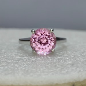 Precision Cut, 10 MM Portuguese Cut Lab Pink Sapphire Ring, Pink Sapphire, Statement Ring, 925 Sterling Silver, High End Ring, Custom Ring