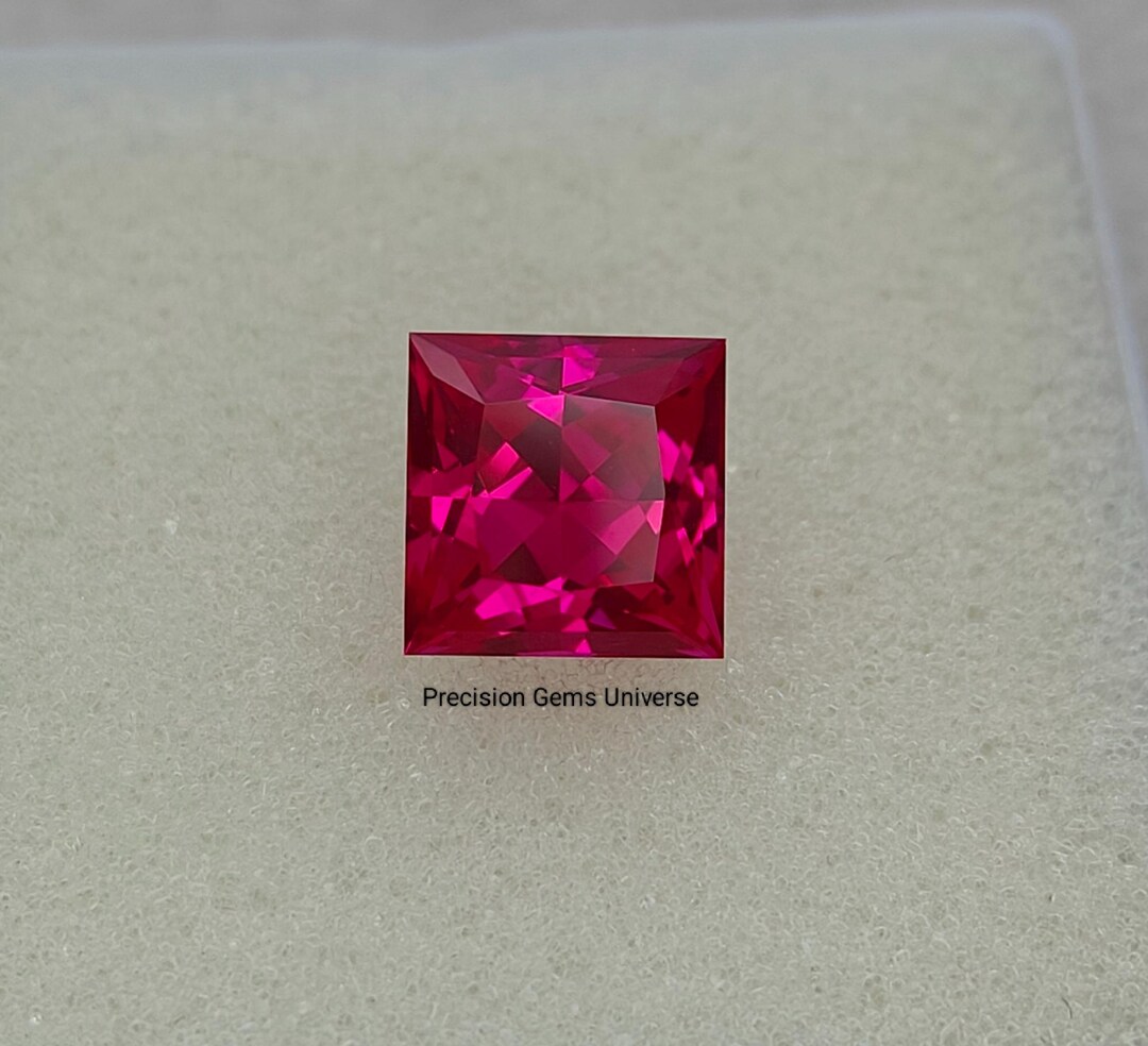 5.10 Ct Precision Princess Cut Lab Ruby, 9 MM Princess Square Cut Ruby ...