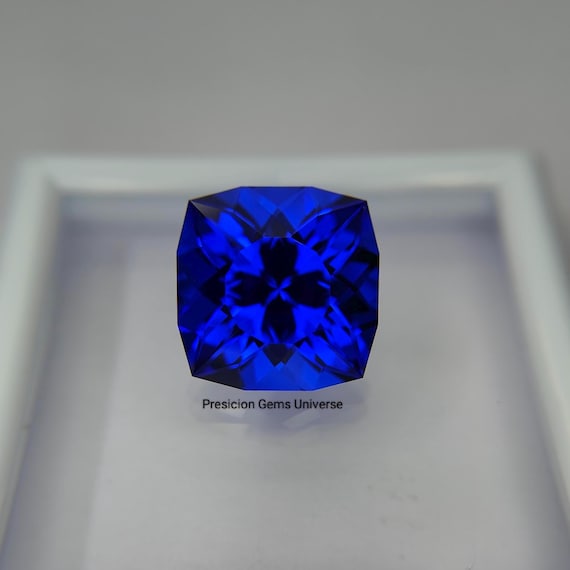 12.00 Ct Precision Cut Lab Blue Sapphire, Royal Blue Fantasy Cushion Cut Loose Gemstone, Lab Created Sapphire, Custom Jewelry Stone