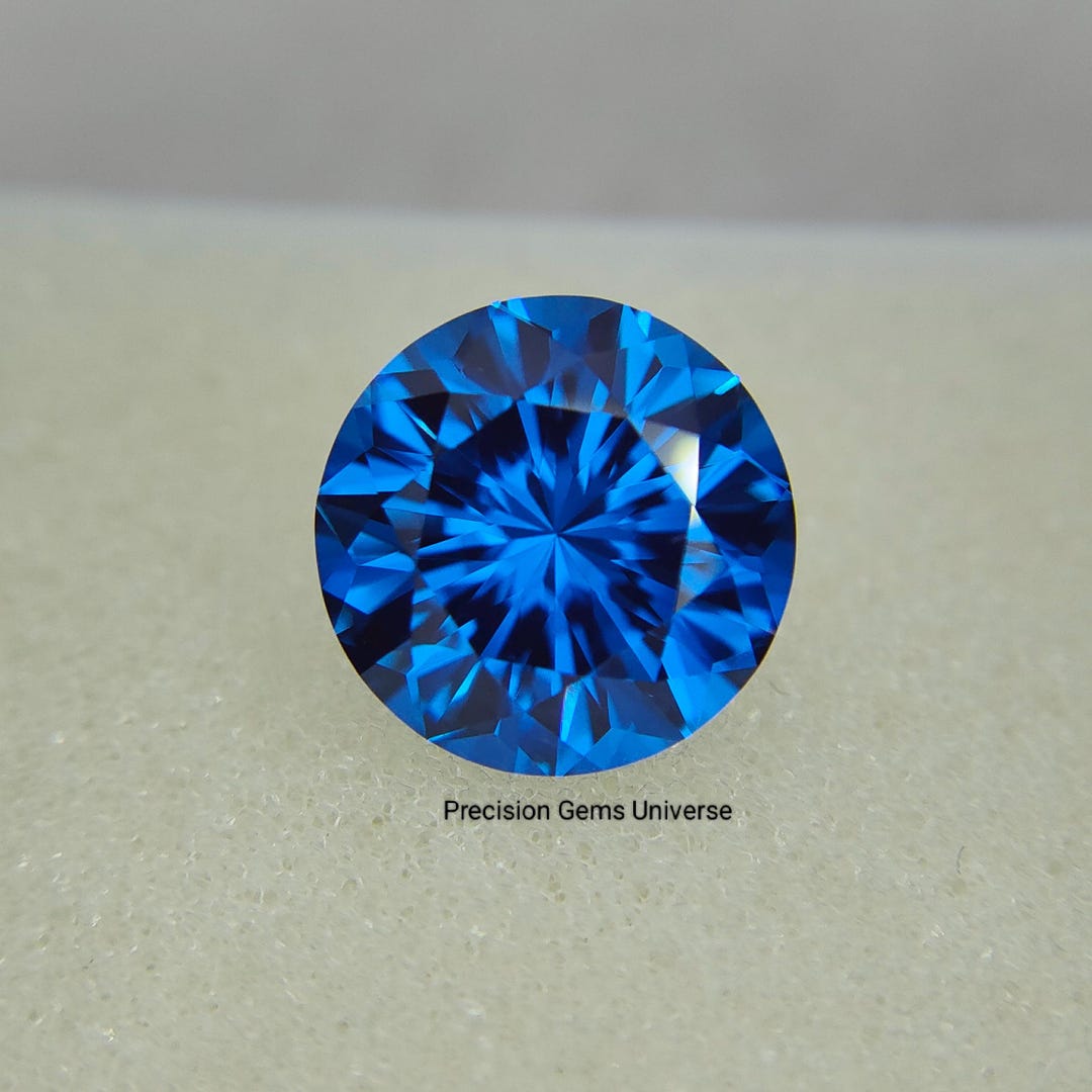 Precision Cut, 7.30 Ct Deep Blue Lab Spinel, 12 Mm Round Lab Grown ...