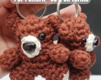 Crochet Bear Keyring Pattern: Amigurumi Teddy, US & UK Terms (PDF Download)