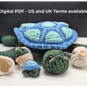 Sea Turtle and Babies Crochet Pattern PDF Amigurumi Turtle Family | US & UK Terms