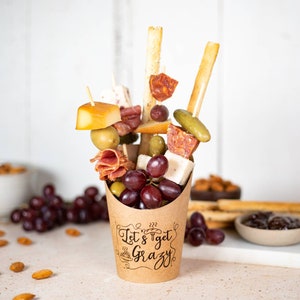 12oz Charcuterie Cups, Kraft Fry Cup, Kraft Paper Appetizer Cups, Wedding Snack Cup, Bridal Shower Party Cups, Set of 10 image 1