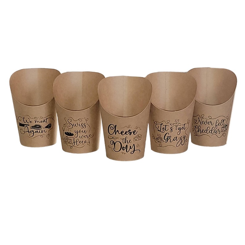 12oz Charcuterie Cups, Kraft Fry Cup, Kraft Paper Appetizer Cups, Wedding Snack Cup, Bridal Shower Party Cups, Set of 10 image 2