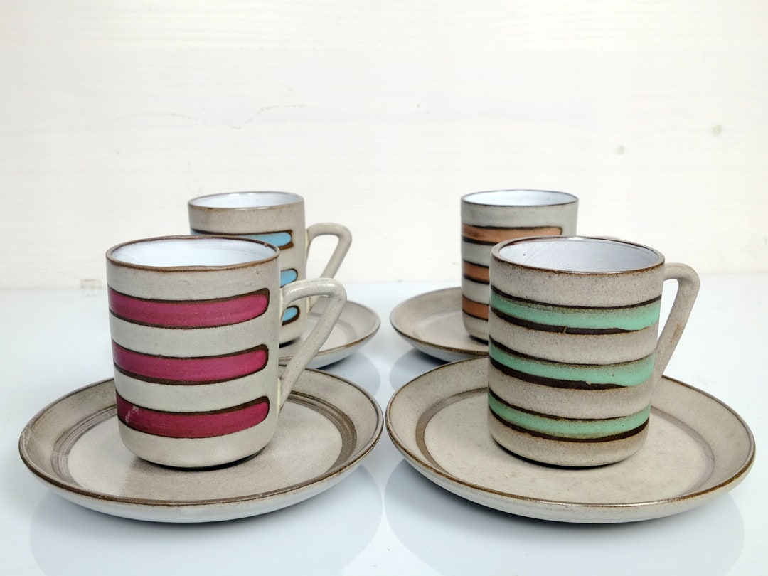 70s Coffee Cups 4 Pieces Espresso Cups Vintage Ceramic Stylish Etsy