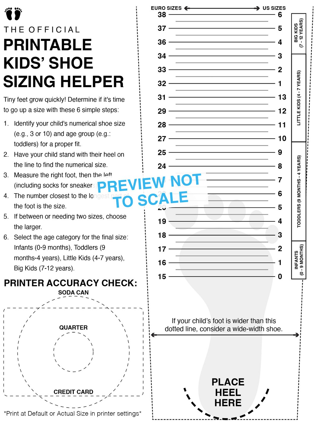 The Official Printable Kids Shoe Sizing Helper Digital - Etsy
