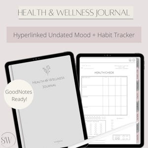 Digital Wellness Journal: Hyperlinked iPad Planner for Goodnotes, Notability (PDF Download