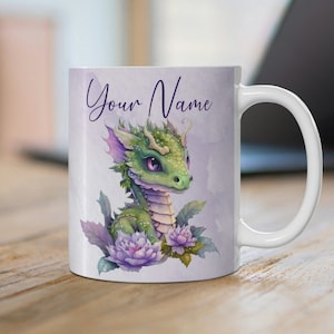 Personalized Dragon Coffee Mug, Personalized Baby Dragon Coffee Mug, Dragon Personalized Mug, Baby Dragon Personalized Coffee Cup