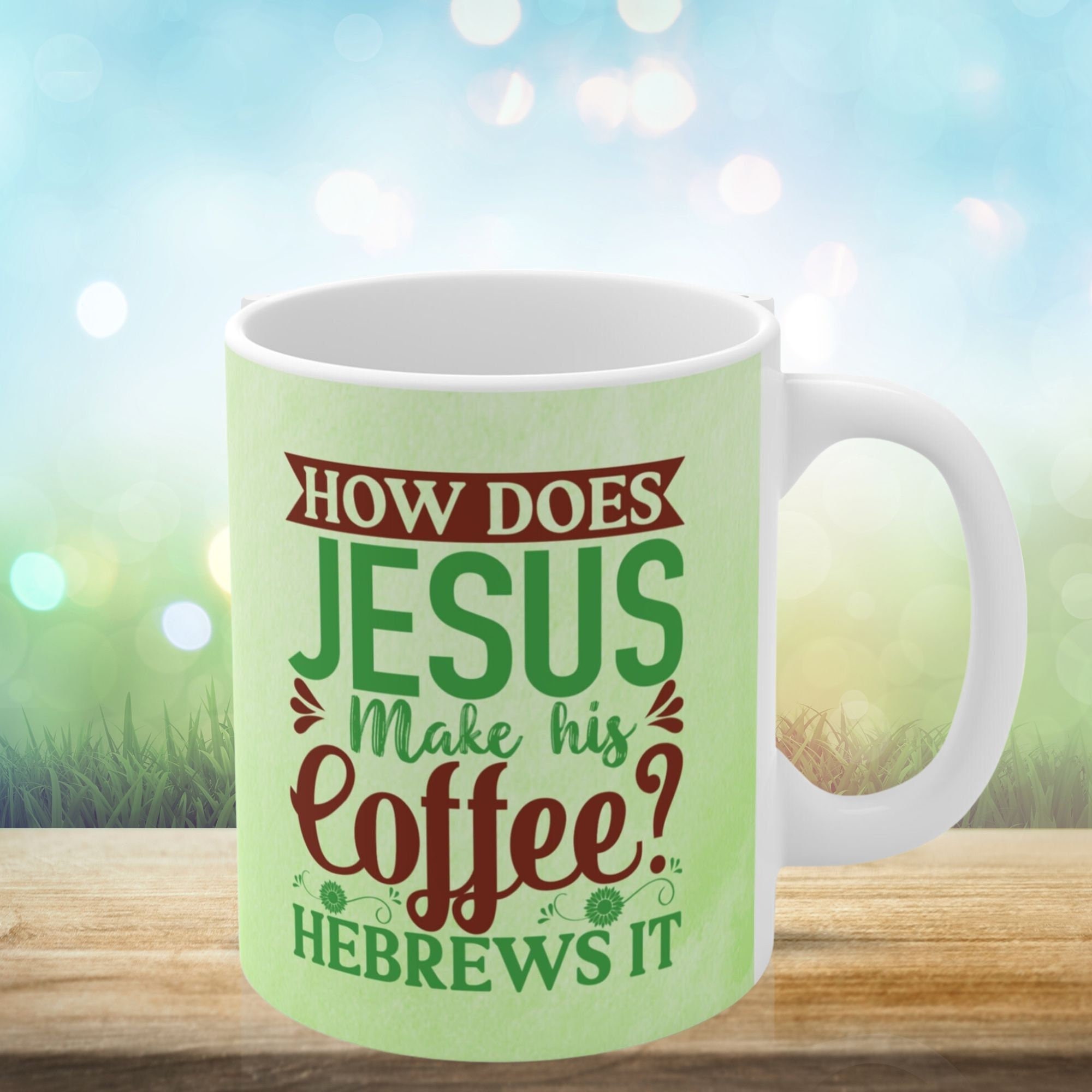 Taza divertida con texto en inglés «How Does Moses Make Coffee Hebrews It Awome», regalo sarcástico de 11 onzas y 15 onzas (15 onzas