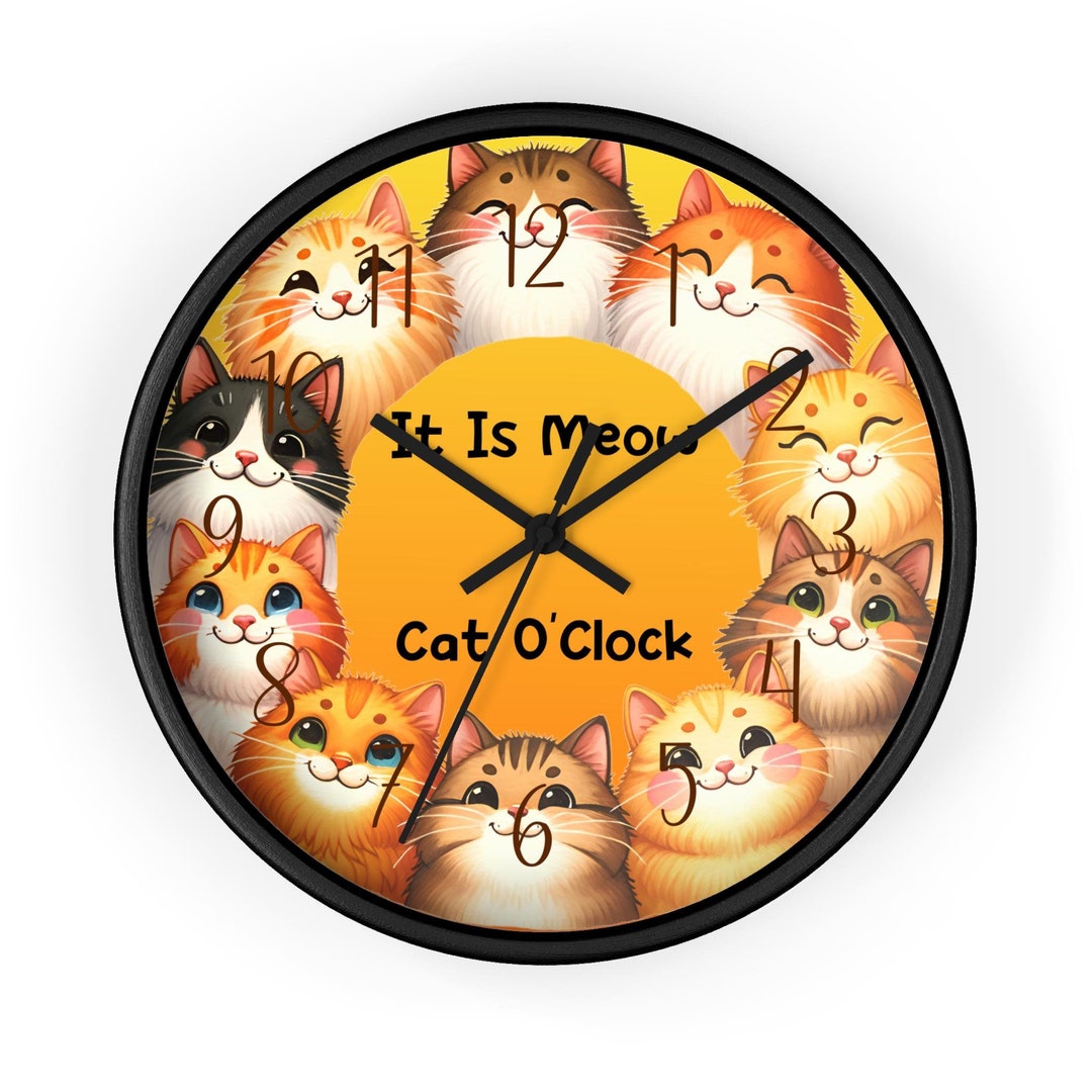 Cat O'clock Wall Art: Whimsical Kitty Timekeeper - 10-inch - Etsy