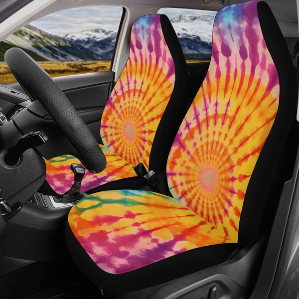 Tie Dye Car Seat Covers, Orange Blue Car Seat Covers for Women, Colorful Seat Cover for SUV, Aesthetic Car Decor, Tie Dye retro seat covers