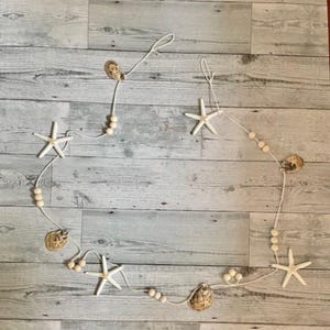 Guirnalda de estrellas de mar y conchas de ostra: decoración para bodas en la playa de 1,8 m