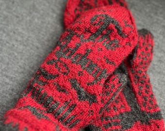 Mitones de lana 100% delicados con temática de la Familia Addams