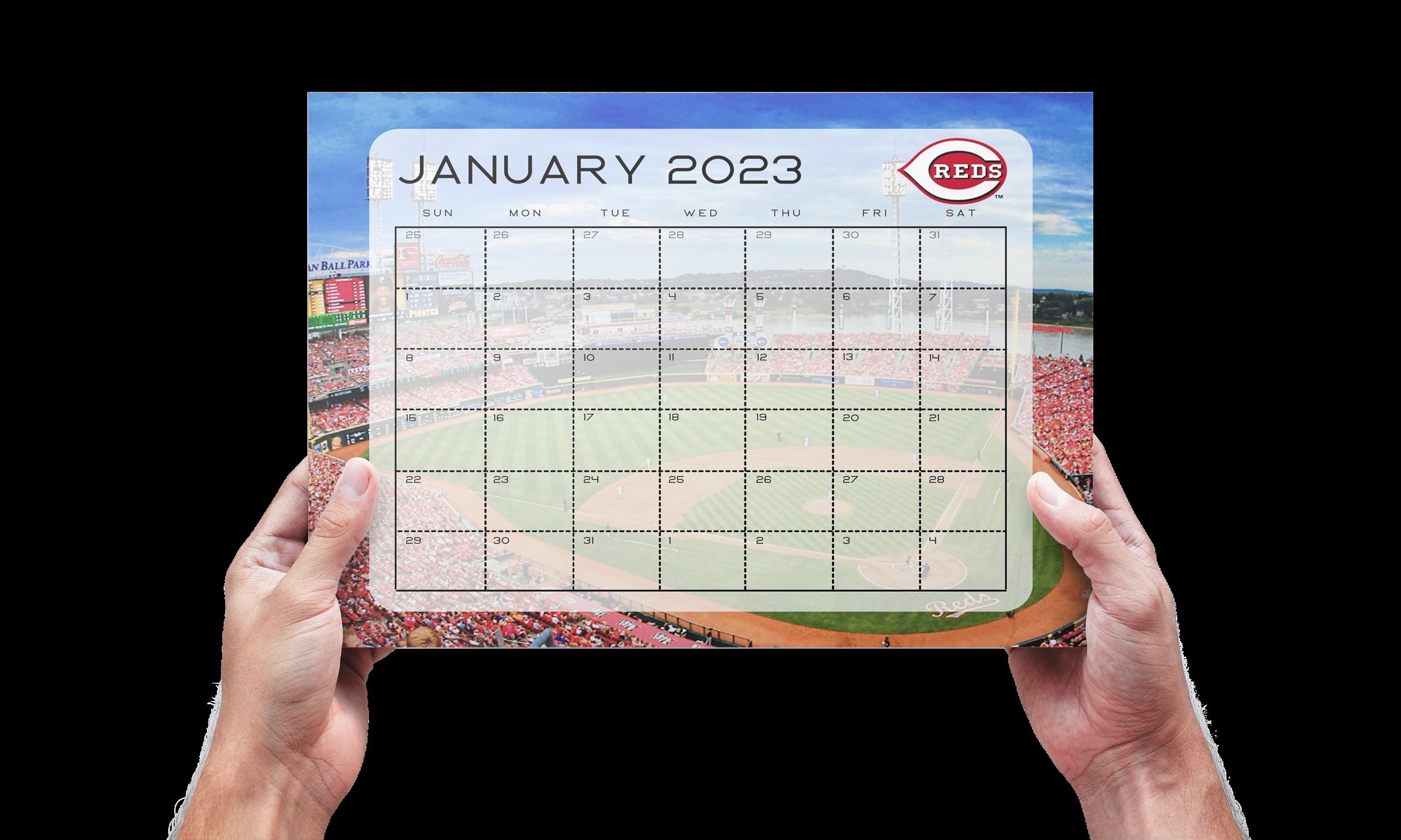 Cincinnati Reds Printable 2023 Monthly Calendar Instant Etsy
